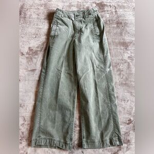 Maeve - The Colette Wide-Leg Crop Pants — Olive Green (Size 25)